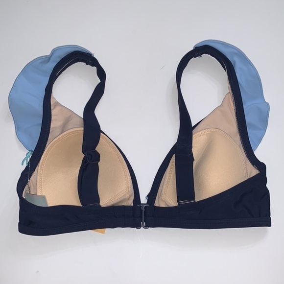 (S)- KONA SOL WOMEN'S RUFFLE BIKINI TOP - OXFORD BLUE - Picture 4 of 8